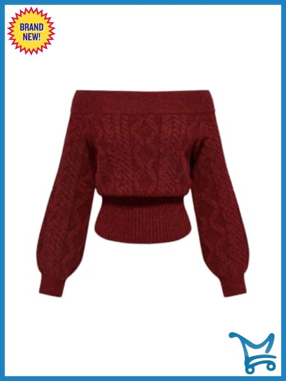 Cable Knit Off Shoulder Cinched Waist Crop Sweater Long Sleeve